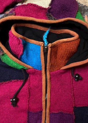 l Beden çeşitli Renk Vintage El İşi Patchwork Yün Hırka