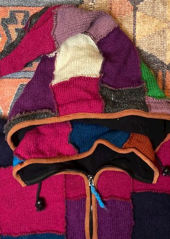 l Beden Vintage El İşi Patchwork Yün Hırka