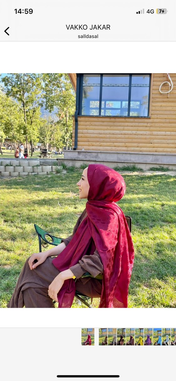 Kahverengi Kadın Bohem Drapeli Şal - Görsel 2