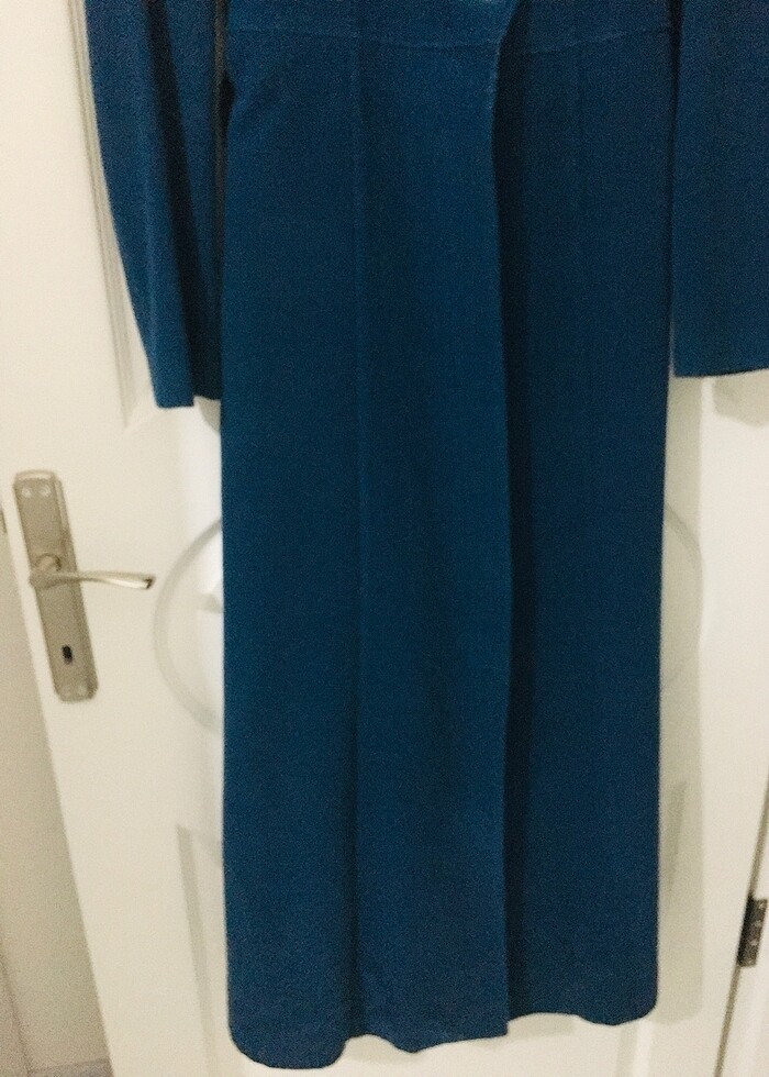 Turkuaz renk kaşe kaban - Görsel 3