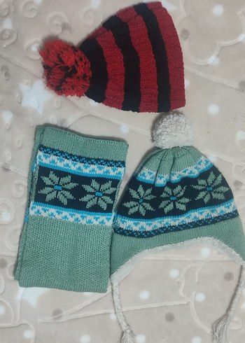 Çocuklar için Nakışlı Örgü Bere ve Atkı Seti - Görsel 2