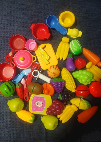 Renkli Plastik Oyuncak Mutfak Seti ve Meyve Sebzeler - Görsel 6