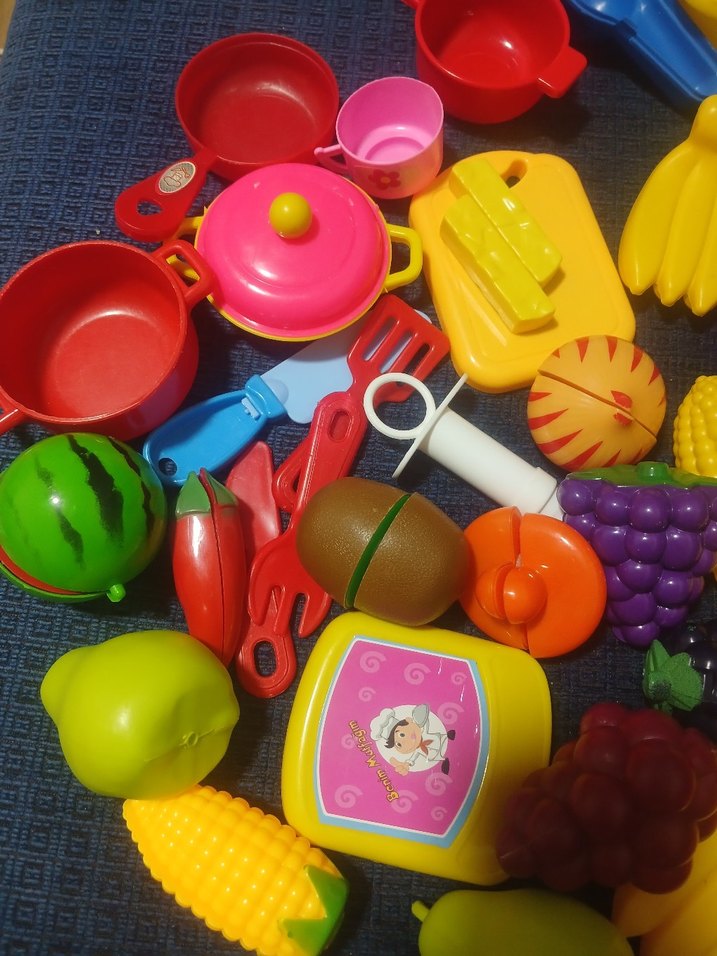 Renkli Plastik Oyuncak Mutfak Seti ve Meyve Sebzeler - Görsel 3