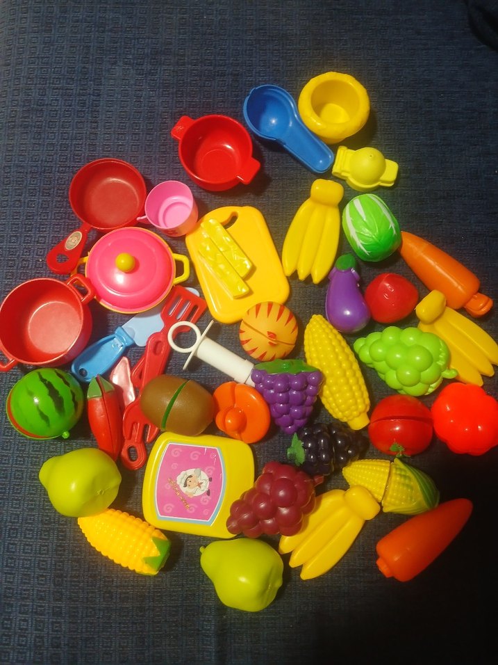 Renkli Plastik Oyuncak Mutfak Seti ve Meyve Sebzeler - Görsel 2