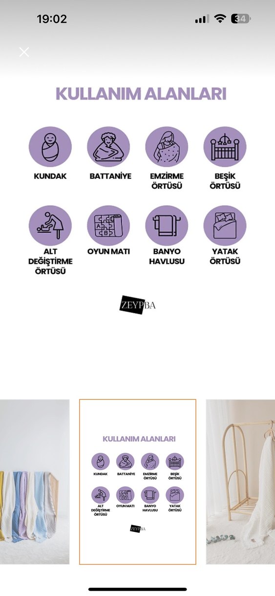 Ekru 4 Katlı Müslin Bebek Battaniyesi - Görsel 4