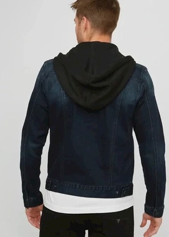 Guess Erkek Lacivert Kapüşonlu Denim Ceket - Görsel 2