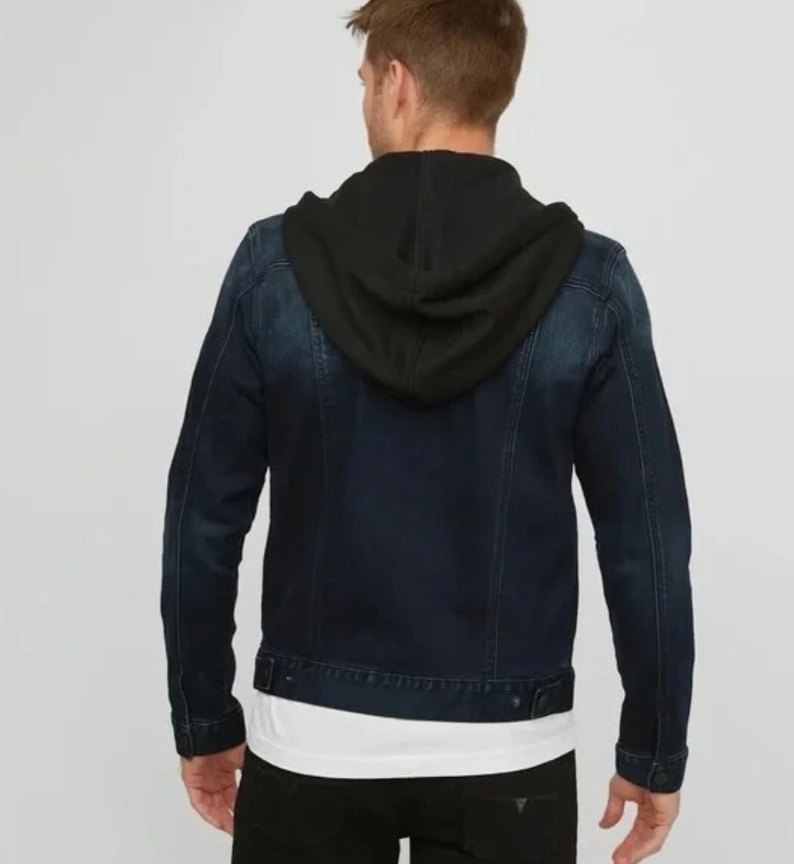 Guess Erkek Lacivert Kapüşonlu Denim Ceket - Görsel 2
