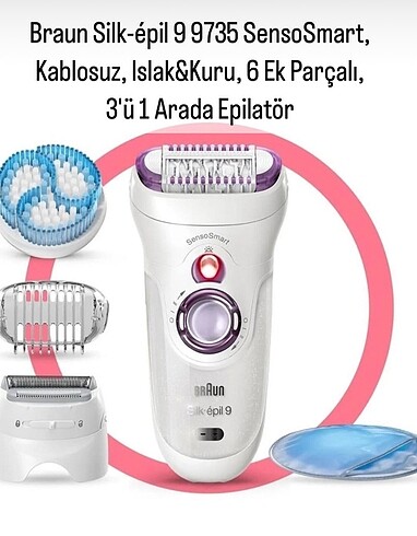 Braun Silk-épil 9 9735 SensoSmart, Kablosuz, Islak&Kuru, 6 Ek Pa