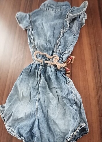 Diğer Yazlık ince kot kumaş tulum cepli