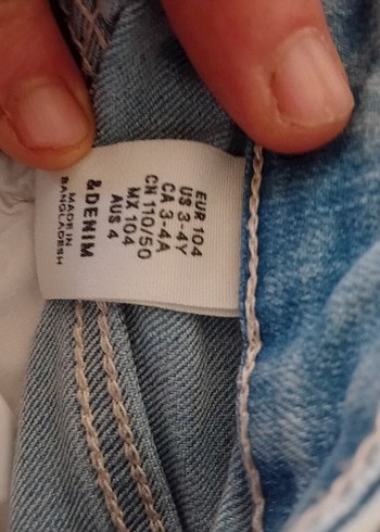 4 Yaş Beden Kız Çocuk Mavi Denim Askılı Tulum