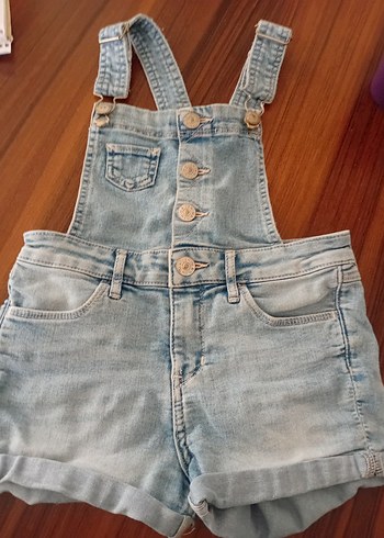 Kız Çocuk Mavi Denim Askılı Tulum