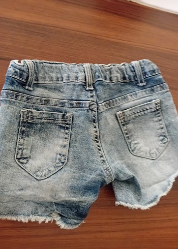 Kız Çocuk Düğmeli Mavi Denim Şort
