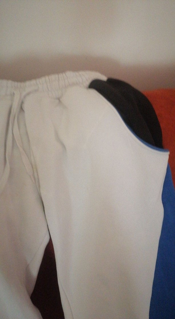 Gri Mavi Erkek Spor Eşofman Altı Velcro Detaylı boy  103 cm - Görsel 4