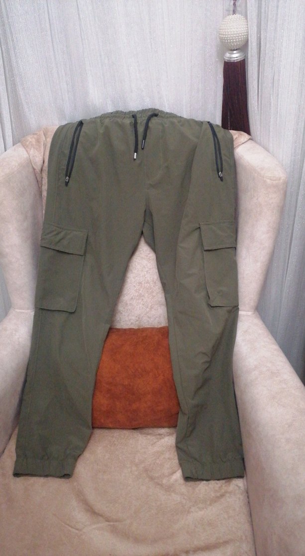 Kemerli Geniş Kesim Haki Kamuflaj Erkek Pantolon - Görsel 2