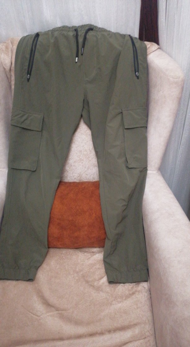 Kemerli Geniş Kesim Haki Kamuflaj Erkek Pantolon - Görsel 4