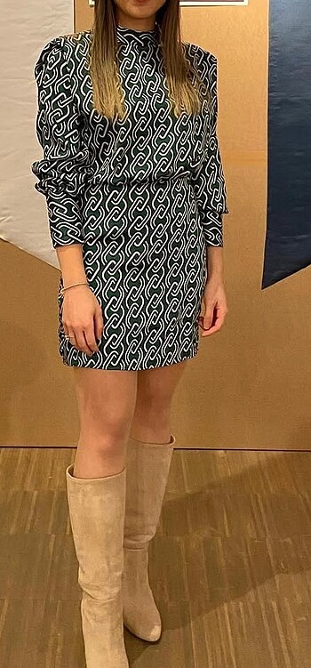 s Beden Mango Saten Elbise