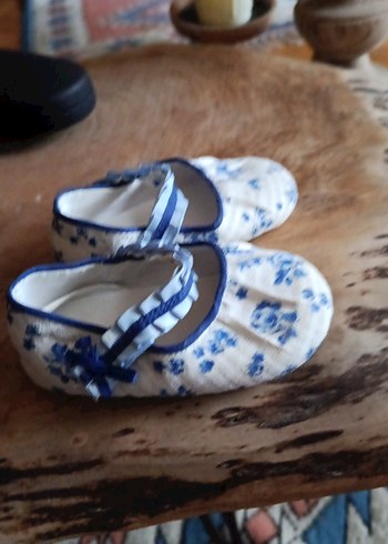 Kız Bebek Mavi Çiçekli Fırfırlı İlk Adım Ayakkabısı - Görsel 5