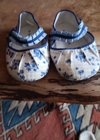 Kız Bebek Mavi Çiçekli Fırfırlı İlk Adım Ayakkabısı - Görsel 7