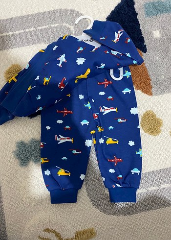 HelloBaby Renkli Baskılı Mavi Erkek Bebek Takımı