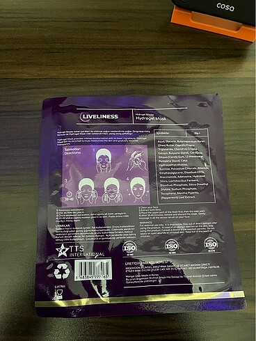 Diğer TTS İnternational Liveliness Hydrogel Mask