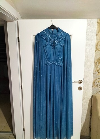 38 Beden mavi Renk Söz elbisesi 