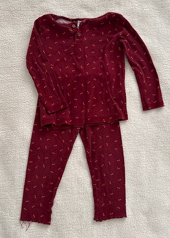Bordo Bebek Kız Uzun Kollu Takım