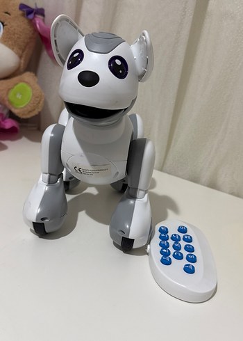 Uzaktan Kumandalı Gri Beyaz Robot Köpek Figürü