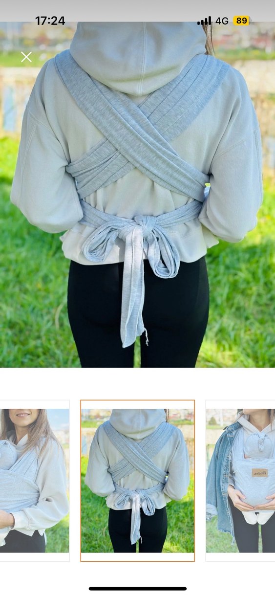 Antrasit gri Bebek Kanguru Sling - Görsel 2