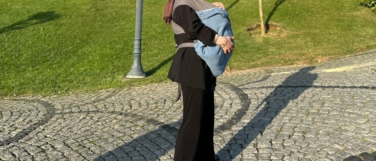 Antrasit gri Bebek Kanguru Sling - Görsel 3