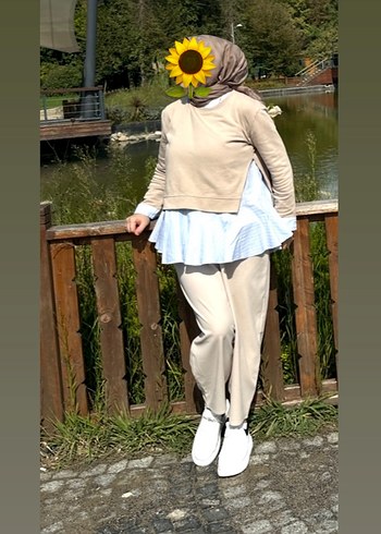 Kadın Camel Renkli Pamuklu ve gömlek detaylı  Dökümlü sweet - Görsel 2