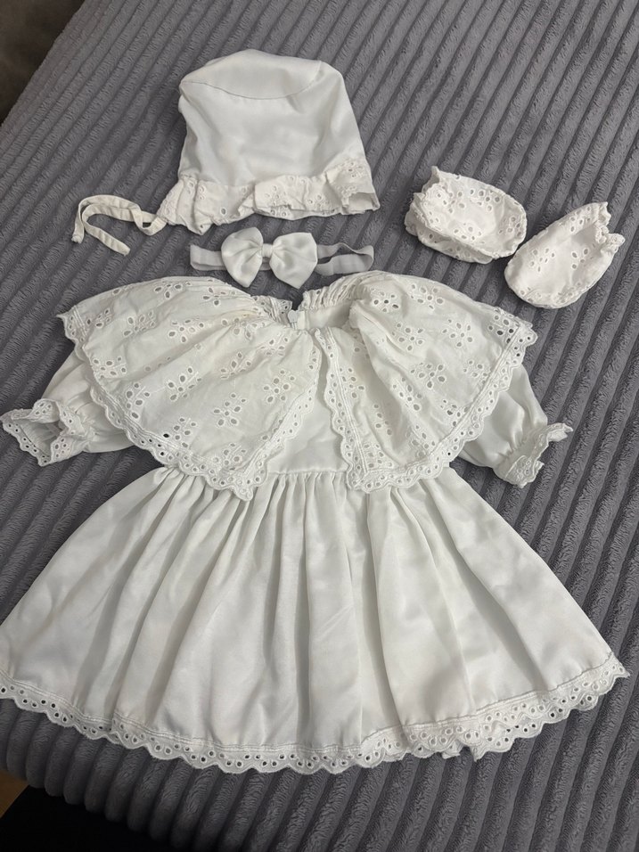 Kız Çocuk Beyaz Dantel Nakışlı mevlüd Elbise Seti - Görsel 2