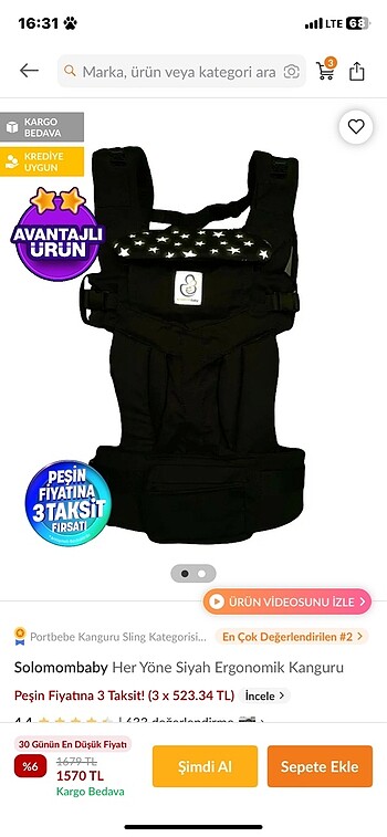 Diğer Her yöne siyah ergonomik kanguru