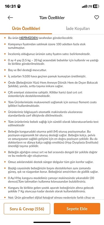 Beden Her yöne siyah ergonomik kanguru