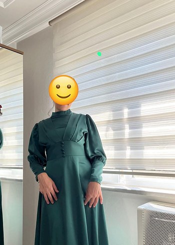 40 Beden yeşil Renk Tesettür abiye elbise