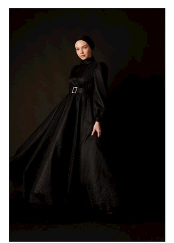 Diğer Siyah Uzun Kol Drapeli Gotik Abiye