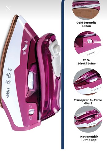Beden Renk 1100W Seyahat Ütüsü TURiST mini ütü