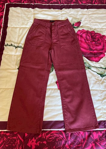 Bordo Bol Kesim Wide leg kot