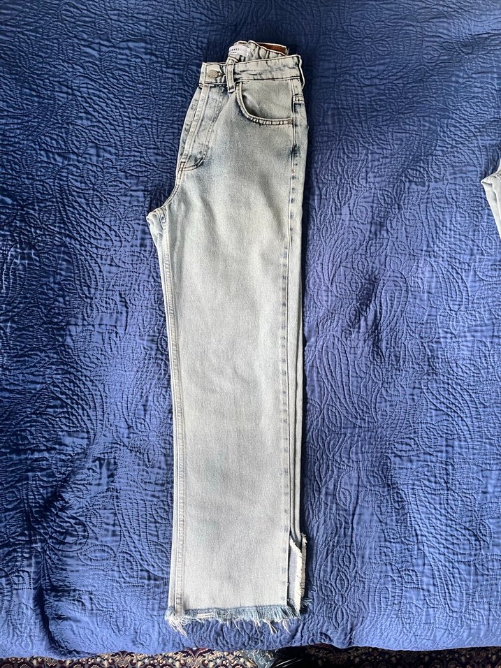 Düğmeli Mavi Kadın Jean - Görsel 2