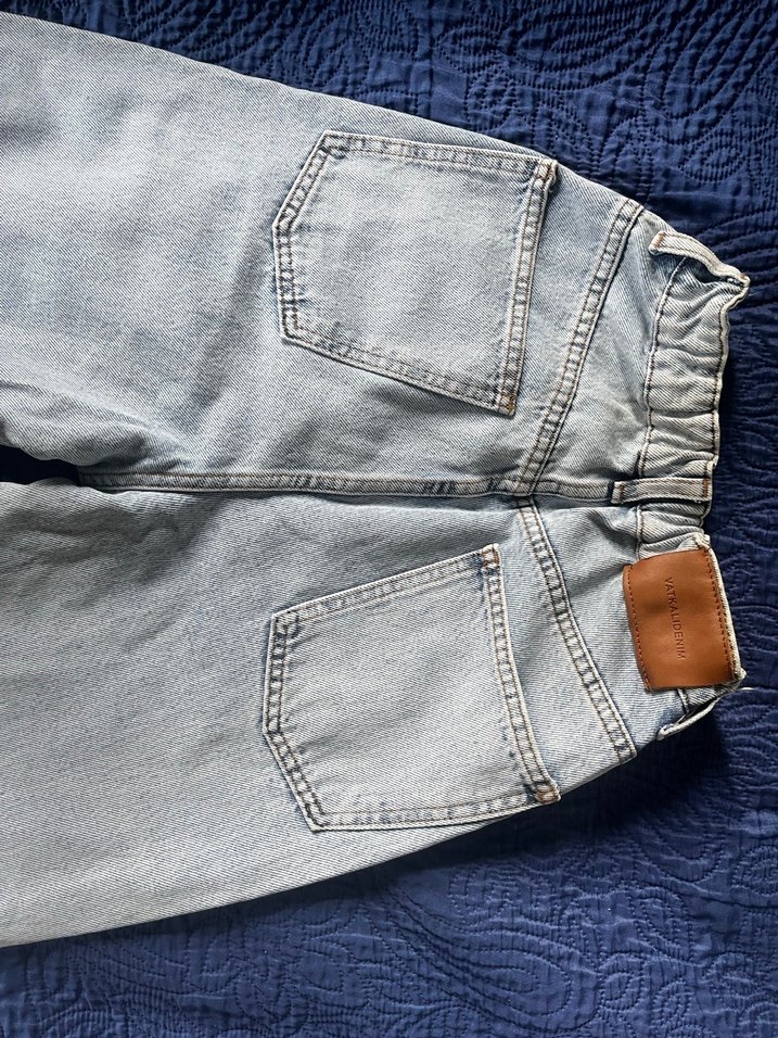 Düğmeli Mavi Kadın Jean - Görsel 3