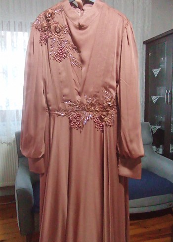 abiye elbise bakır renk
