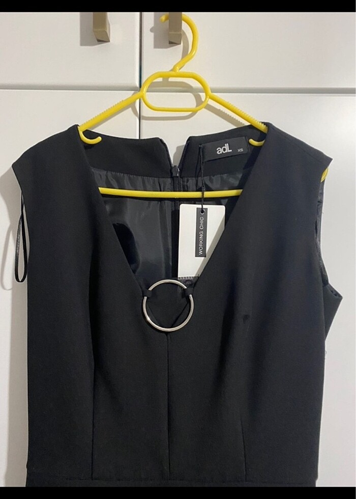 Siyah midi elbise - Görsel 3