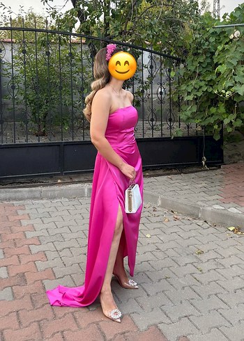 Zara Straplez Saten abiye elbise