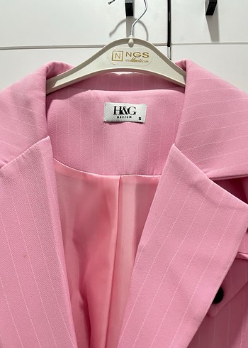 40 Beden Düğmeli Pembe Kadın Midi Blazer