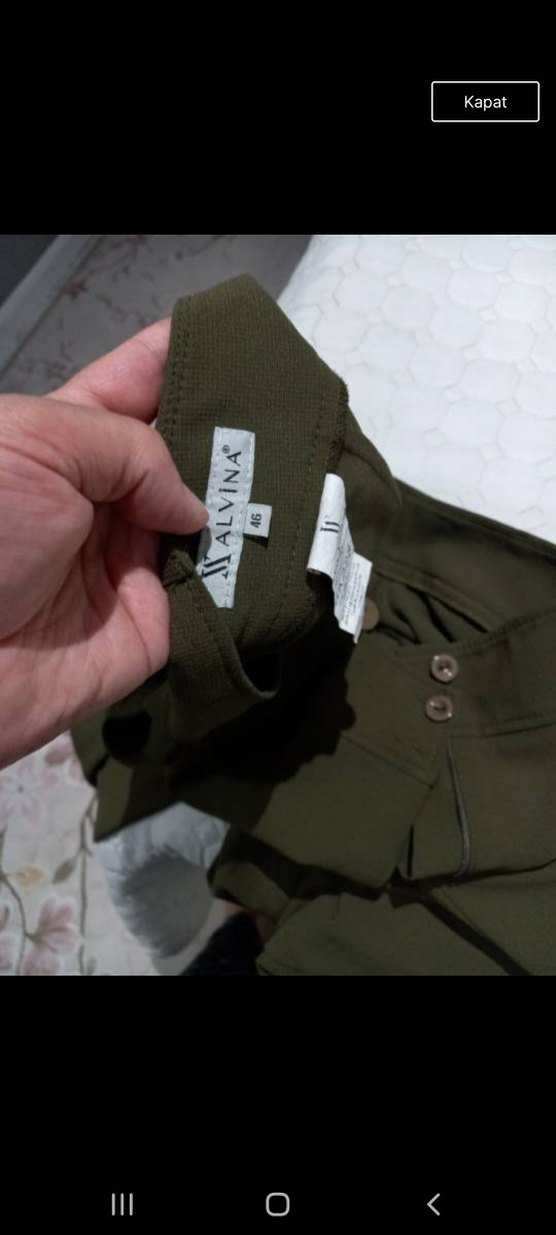 Kına yeşili Kadın Kumaş Pantolon - Görsel 2