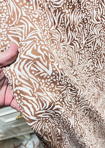 48 Beden Bohem Zebra Desenli Piliseli Uzun Etek