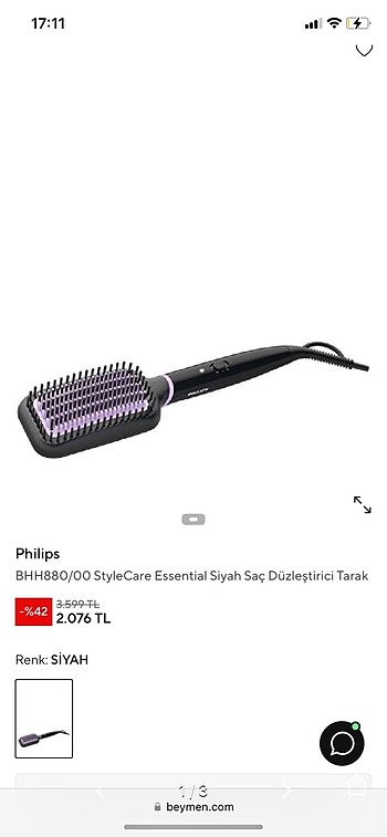 Philips marka saç düzleştirici tarak.