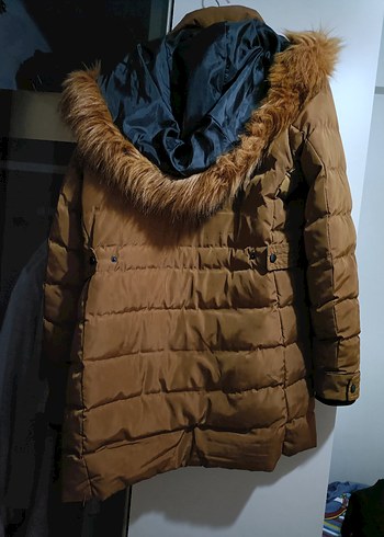 Kahverengi Kürklü Midi Kadın Kışlık Mont - Görsel 3