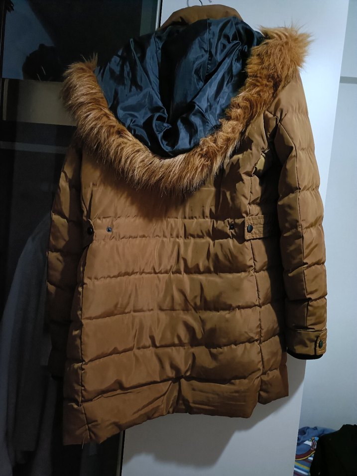 Kahverengi Kürklü Midi Kadın Kışlık Mont - Görsel 3