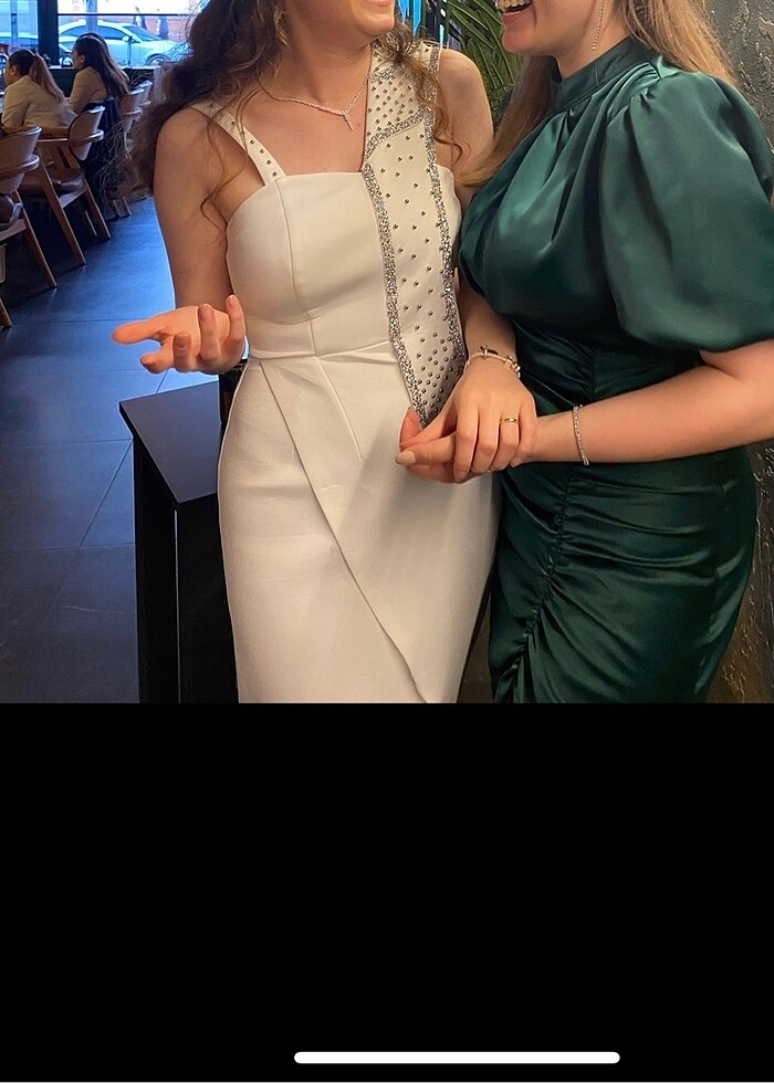 Beyaz taşlı elbise - Görsel 2