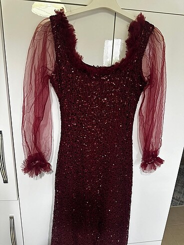 Borda balon kol abiye - Görsel 3